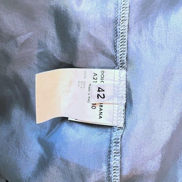 Vintageโ90โs DOLCE & GABBANA White Label Baby Blue Button Down Blouse - Picture 7 of 14